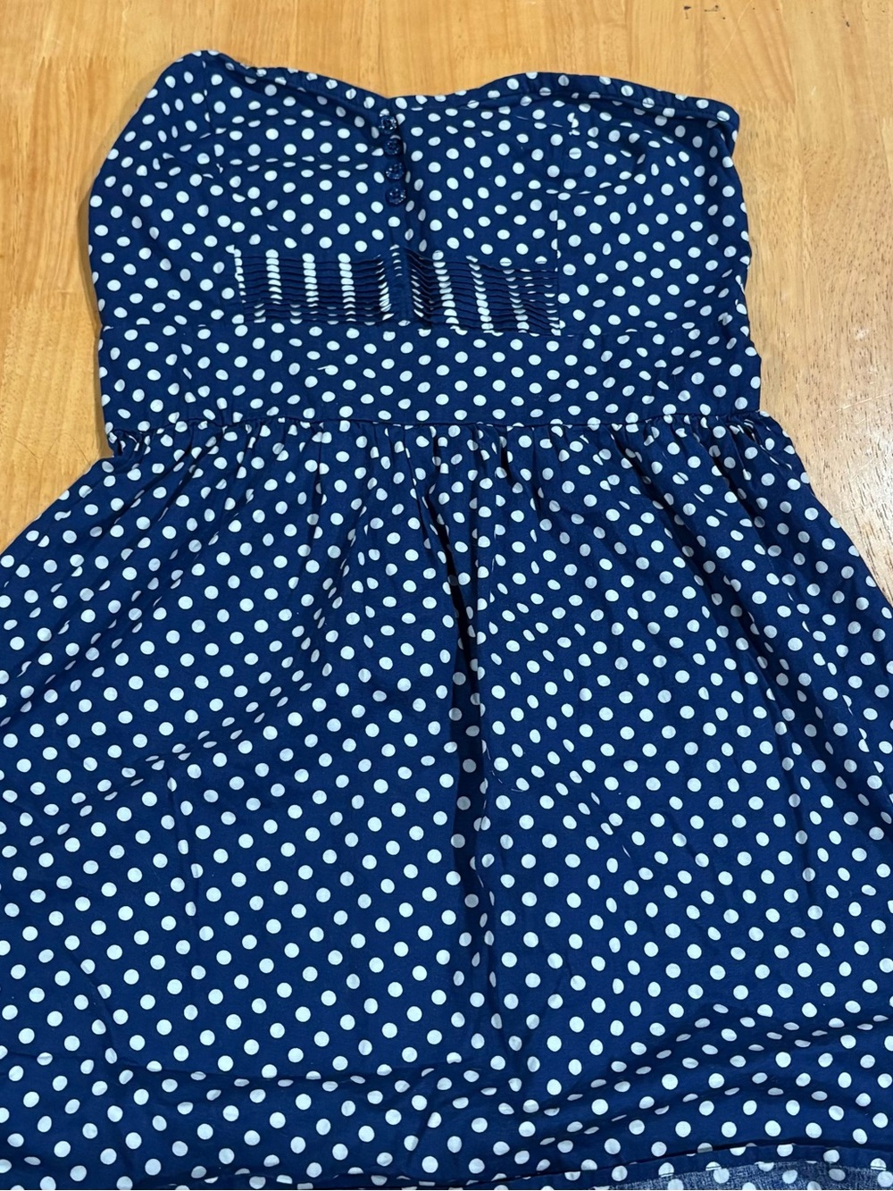 BeBop Navy and White Polka Dot Strapless Dress